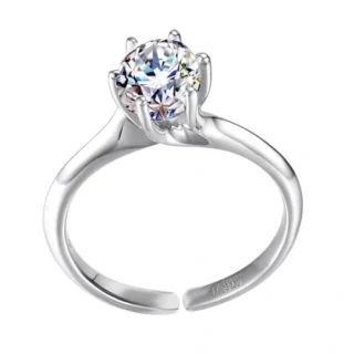 Silver Solitaire Rings for Women - 92.5 Sterling Silver, Adjustable Contemporary Style