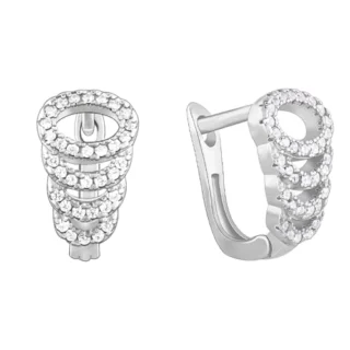 Silver Zircon Elegant Loop Earrings for Women Girls