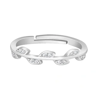 Silver Zircon Vine Shine Ring - With Certificate of, Gifts for Women