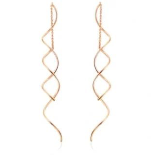 Spiral Threader Earrings for Women - Twisted Spiral Drop Dangle Earrings, Unique Minimal