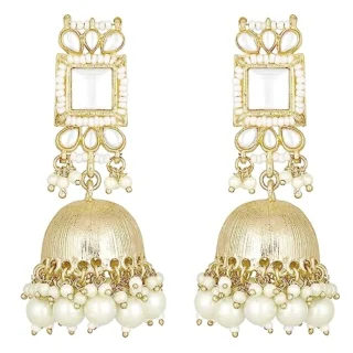 Traditional Gold Plated Kundan Studded Jhumki Earrings