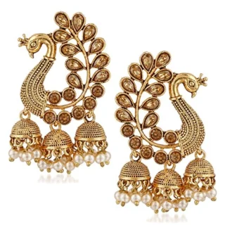 Traditional South indian Temple Ethnic Zinc Metal Alloy 18K High Gold Plated Pearl Moti
