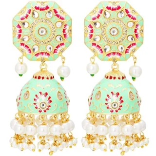 Indian Traditional Jewellery Gold Plated Meenakari Handcrafted Jhumka Jhumki Earrings for