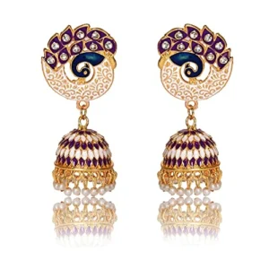 Party Wedding Collection Peacock Shape Jhumka Earrings for Women