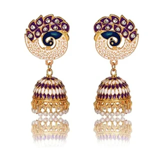Party Wedding Collection Peacock Shape Jhumka Earrings for Women
