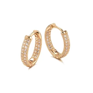 Rose Gold Plated Latest Fancy Stylish Copper Zircon Bali Earrings for Women