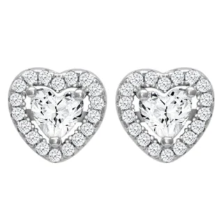 Silver Shimmer Heart Stud Earrings - Gifts for Girlfriend, With